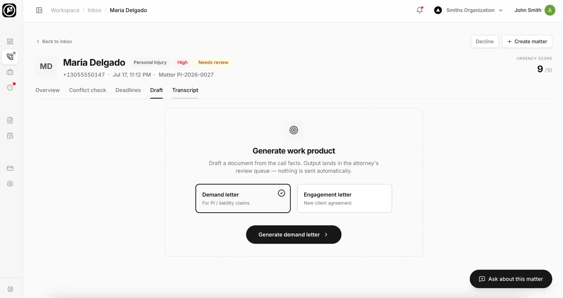 Lapt draft generation view