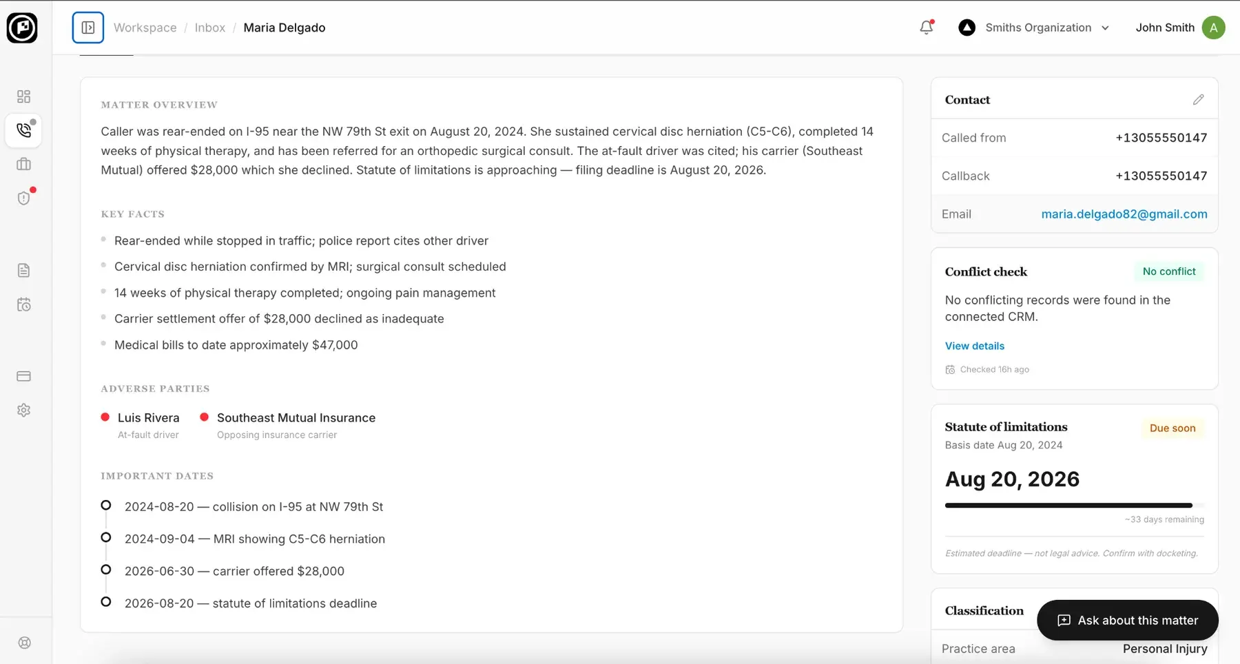Lapt matter intelligence view